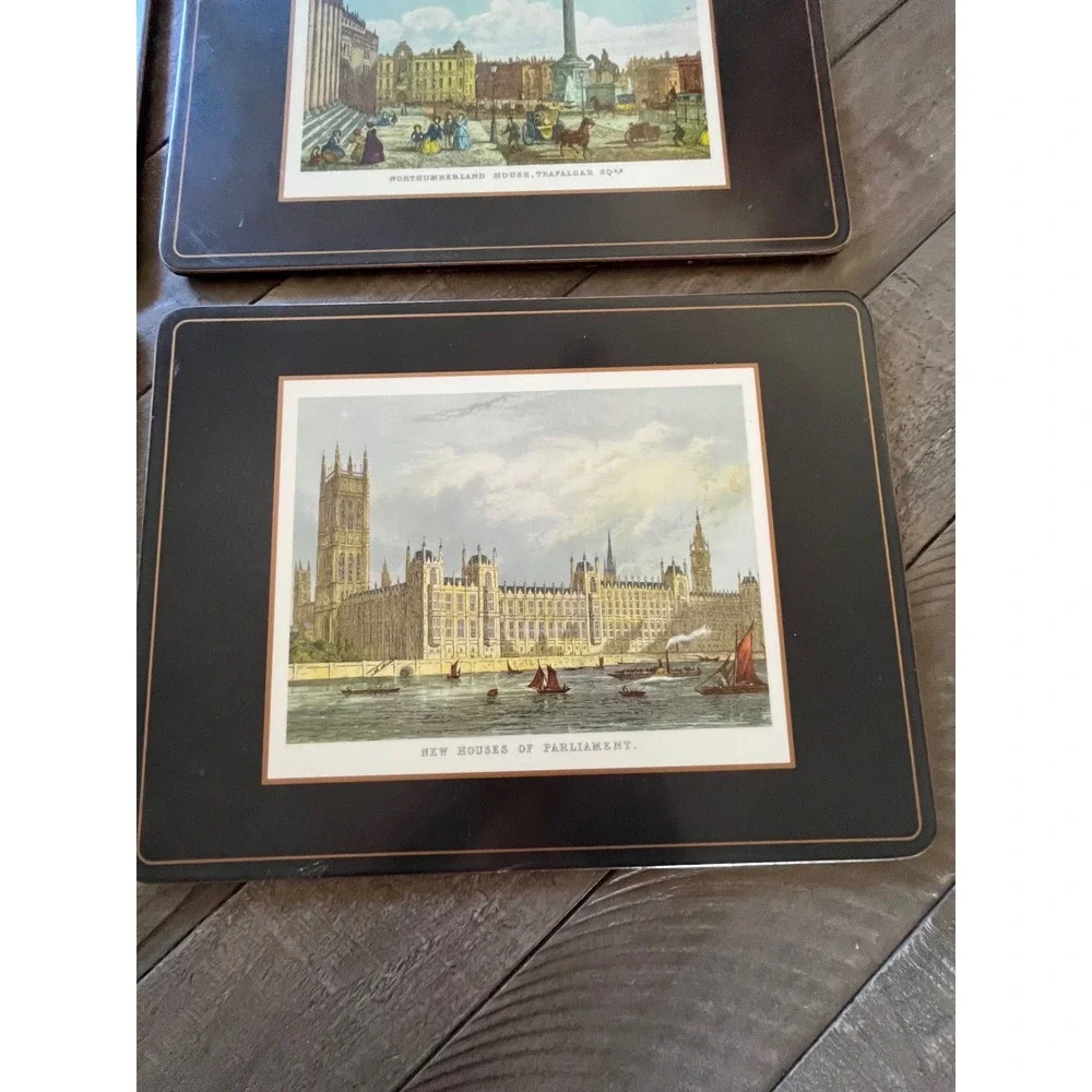 Pimpernel De Luxe Finish London Landmarks Placemats Set of 6 Vintage Black Gold